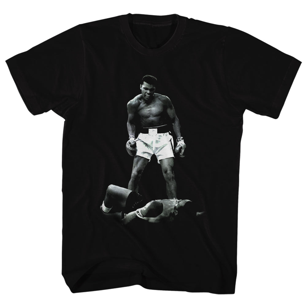 Muhammad Ali Tall T-Shirt Standing Over Liston Black Tee