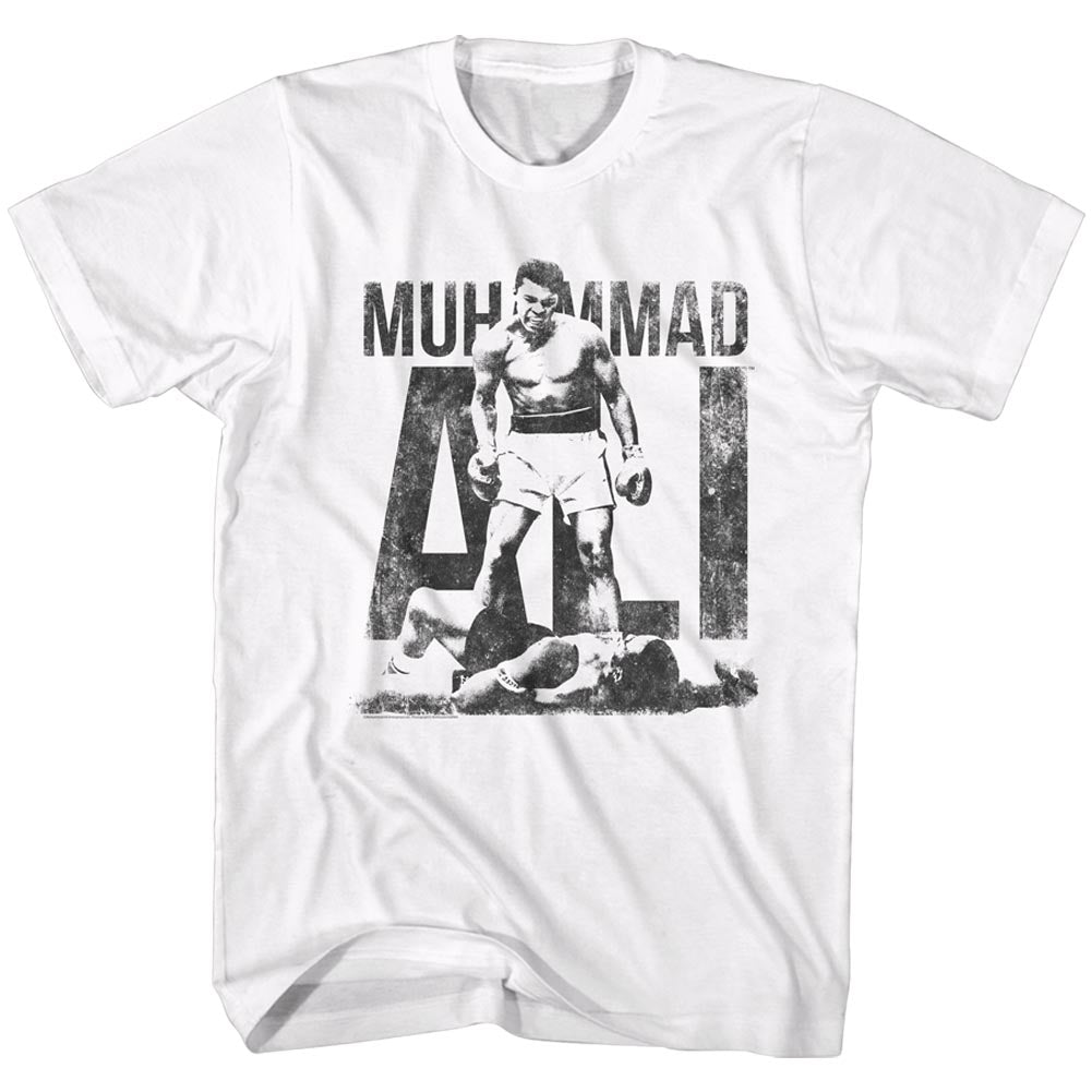 Muhammad Ali Tall T-Shirt Over Liston Distressed White Tee