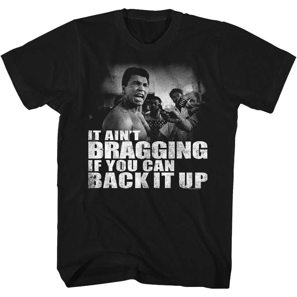 Muhammad Ali Tall T-Shirt Ain't Bragging If You Can Back It Up Black Tee