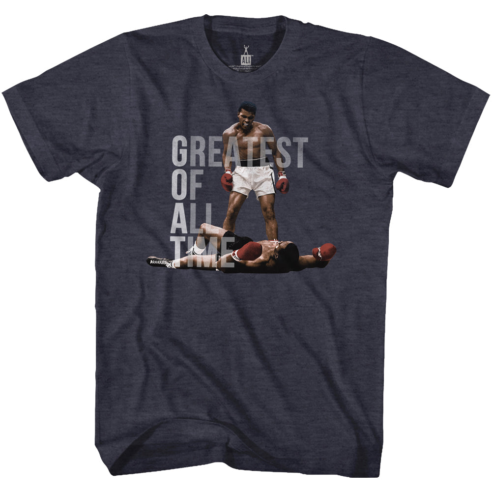 Muhammad Ali T-Shirt Greatest Of All Time Liston Navy Heather Tee