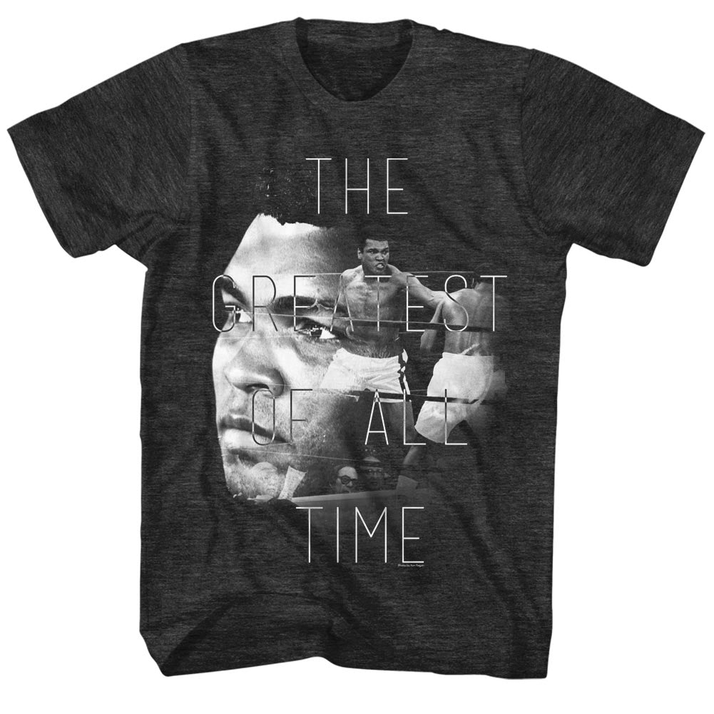 Muhammad Ali T-Shirt The GOAT Ring Portrait Black Heather Tee