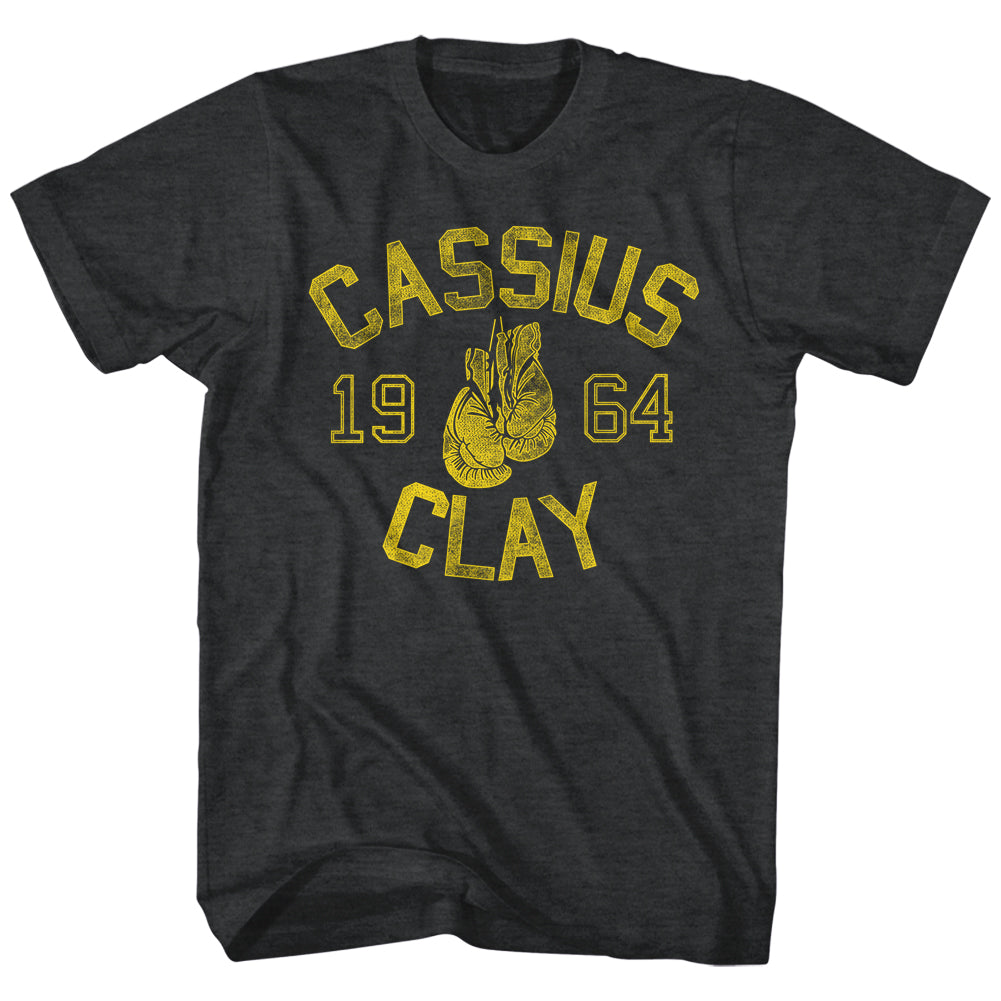 Muhammad Ali Tall T-Shirt Cassius Clay Yellow Text Black Heather Tee