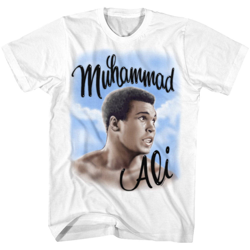 Muhammad Ali T-Shirt Airbrush Portrait White Tee