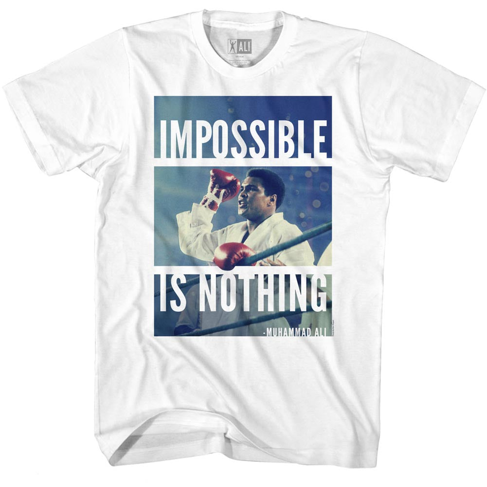 Muhammad Ali T-Shirt In Ring Impossible Is Nothing White Tee