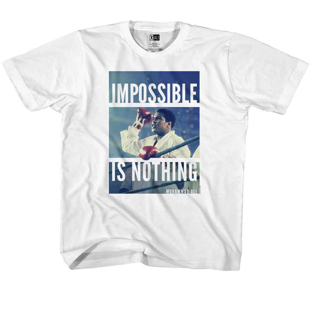 Muhammad Ali Kids T-Shirt In Ring Impossible Is Nothing White Tee