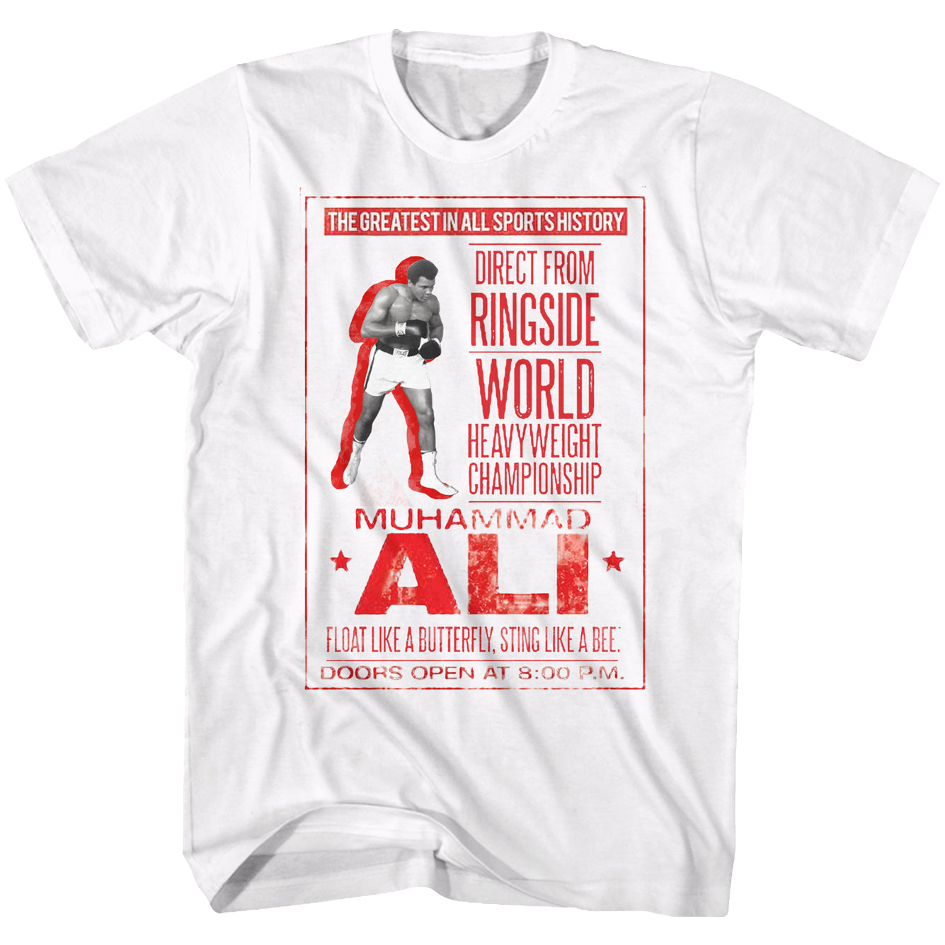 Muhammad Ali T-Shirt Ringside Red Poster White Tee