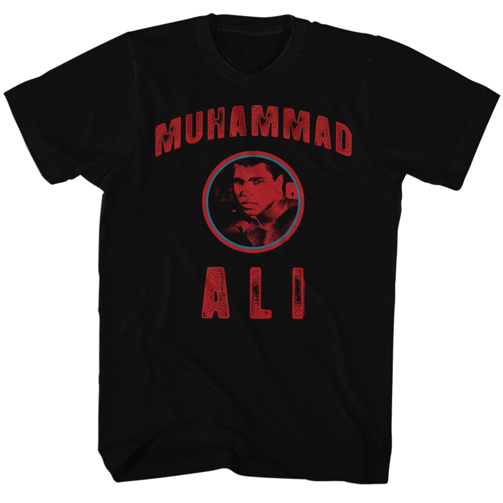 Muhammad Ali T-Shirt Distressed Red Text Black Tee