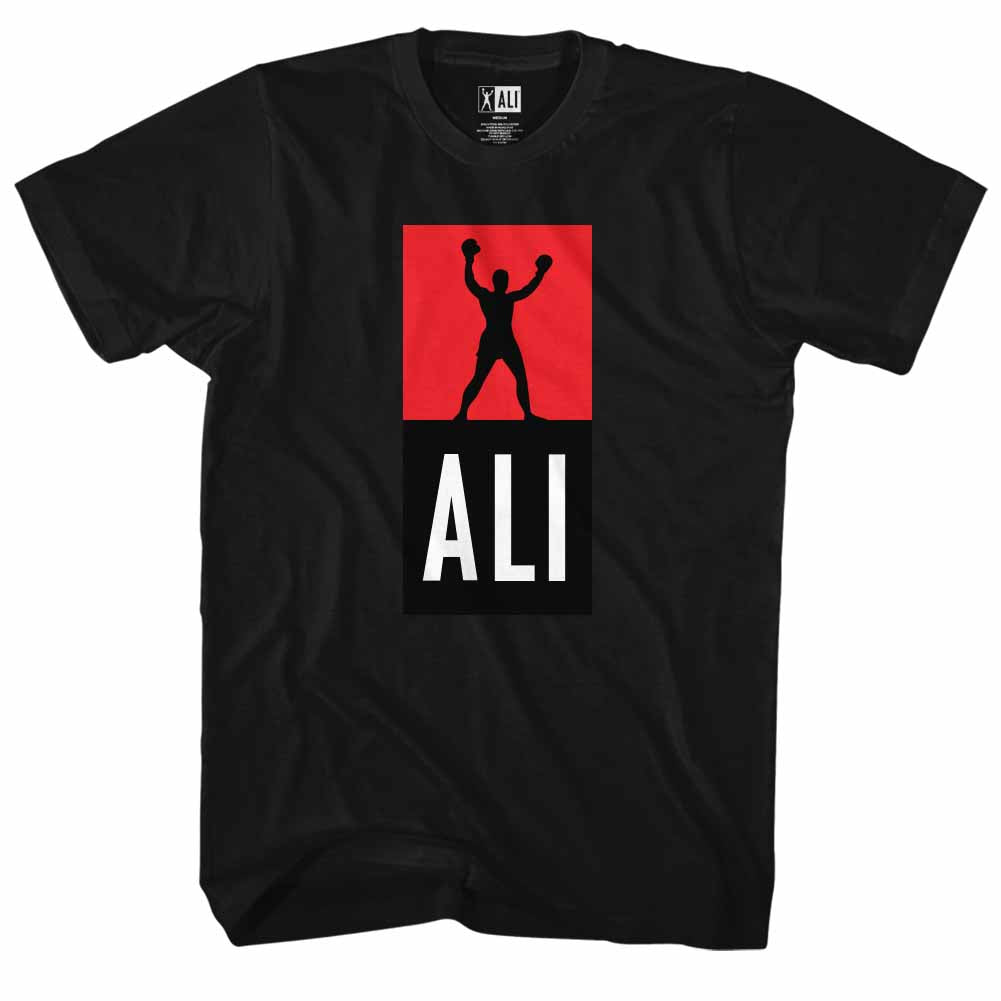 Muhammad Ali T-Shirt Red And Black Hands Up Logo Black Tee