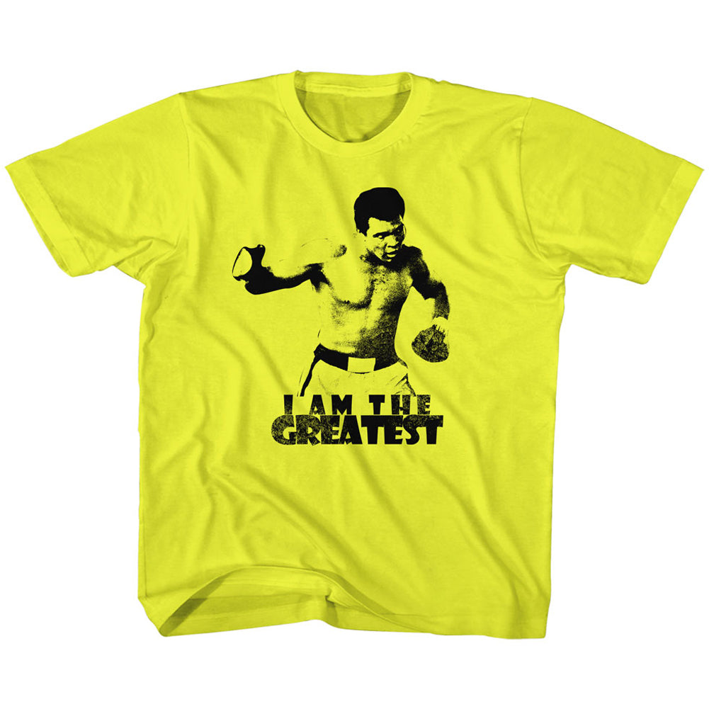 Muhammad Ali Kids T-Shirt Distressed I Am The Greatest Yellow Tee