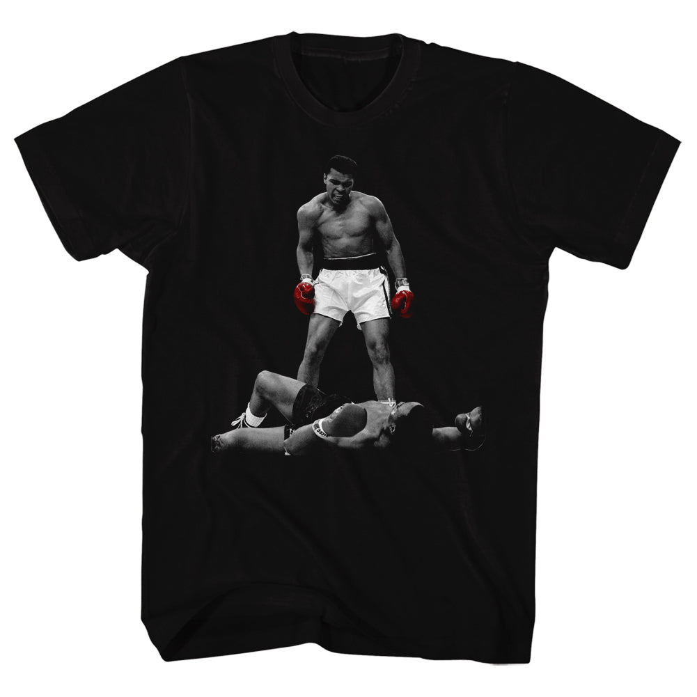 Muhammad Ali T-Shirt Red Gloves Over Liston Black Tee