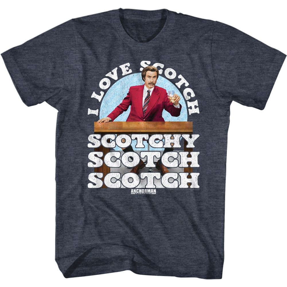 Anchorman T-Shirt I Love Scotch Heather Navy Tee