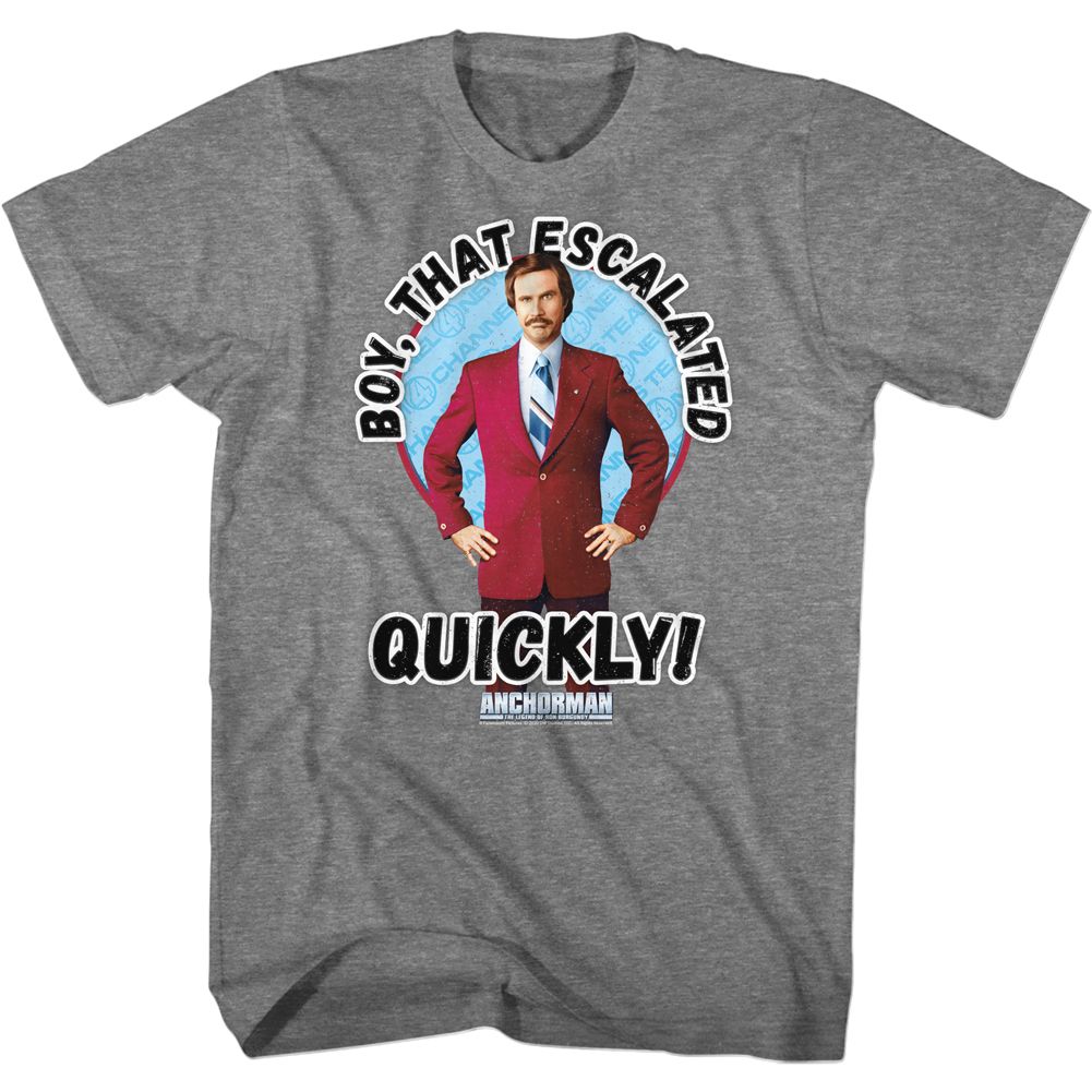 Anchorman T-Shirt Escalated Quickly Grey Tee