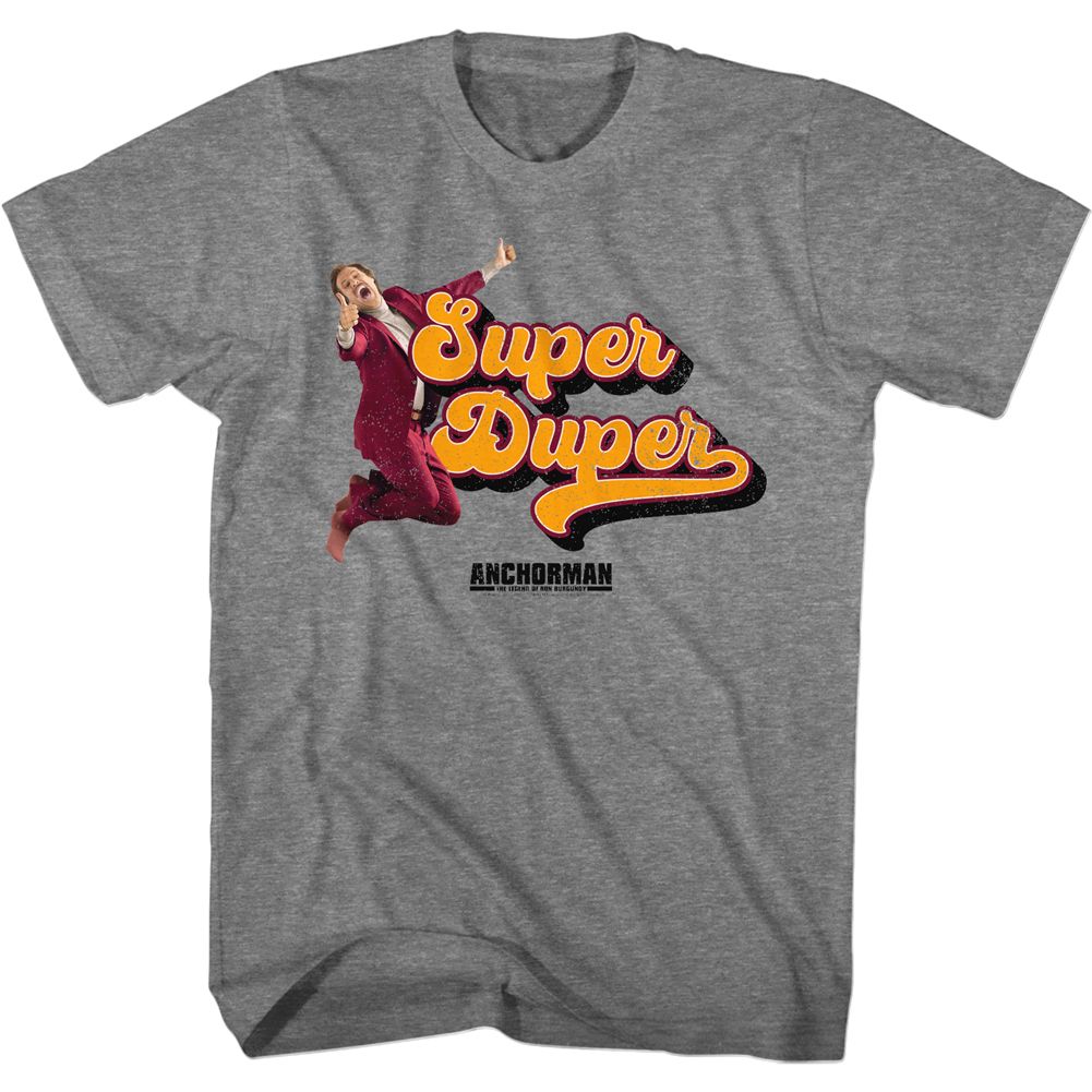 Anchorman T-Shirt Ron Burgundy Super Duper Grey Tee