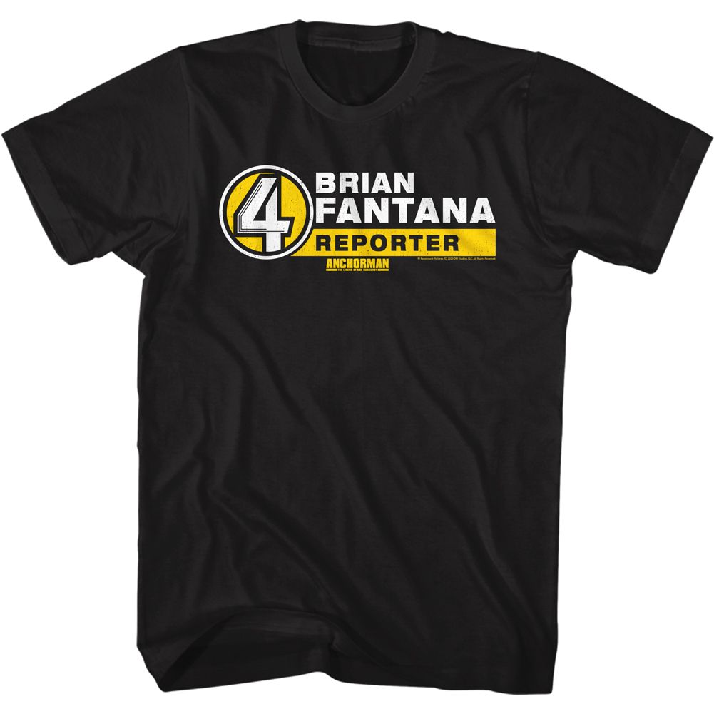 Anchorman Tall T-Shirt Brian Fantana Reporter Black Tee