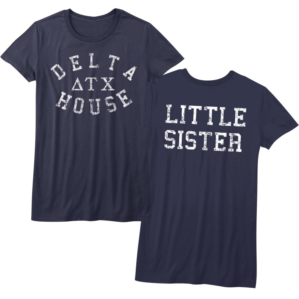 Animal House Juniors T-Shirt Delta House Little Sister Navy Tee