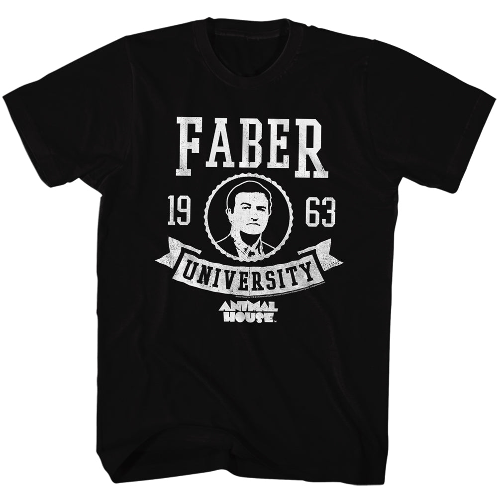 Animal House Tall T-Shirt Faber University 1963 Black Tee