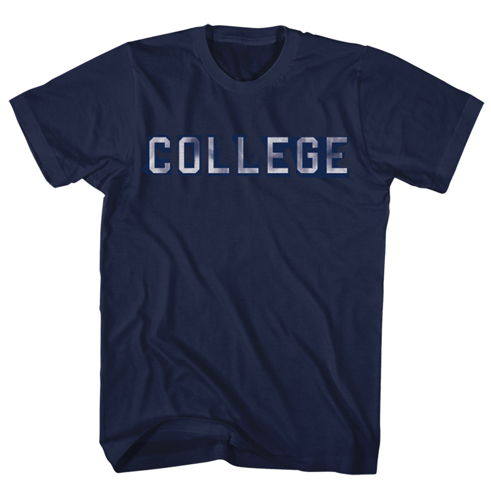 Animal House T-Shirt Distressed College Text Navy Tee