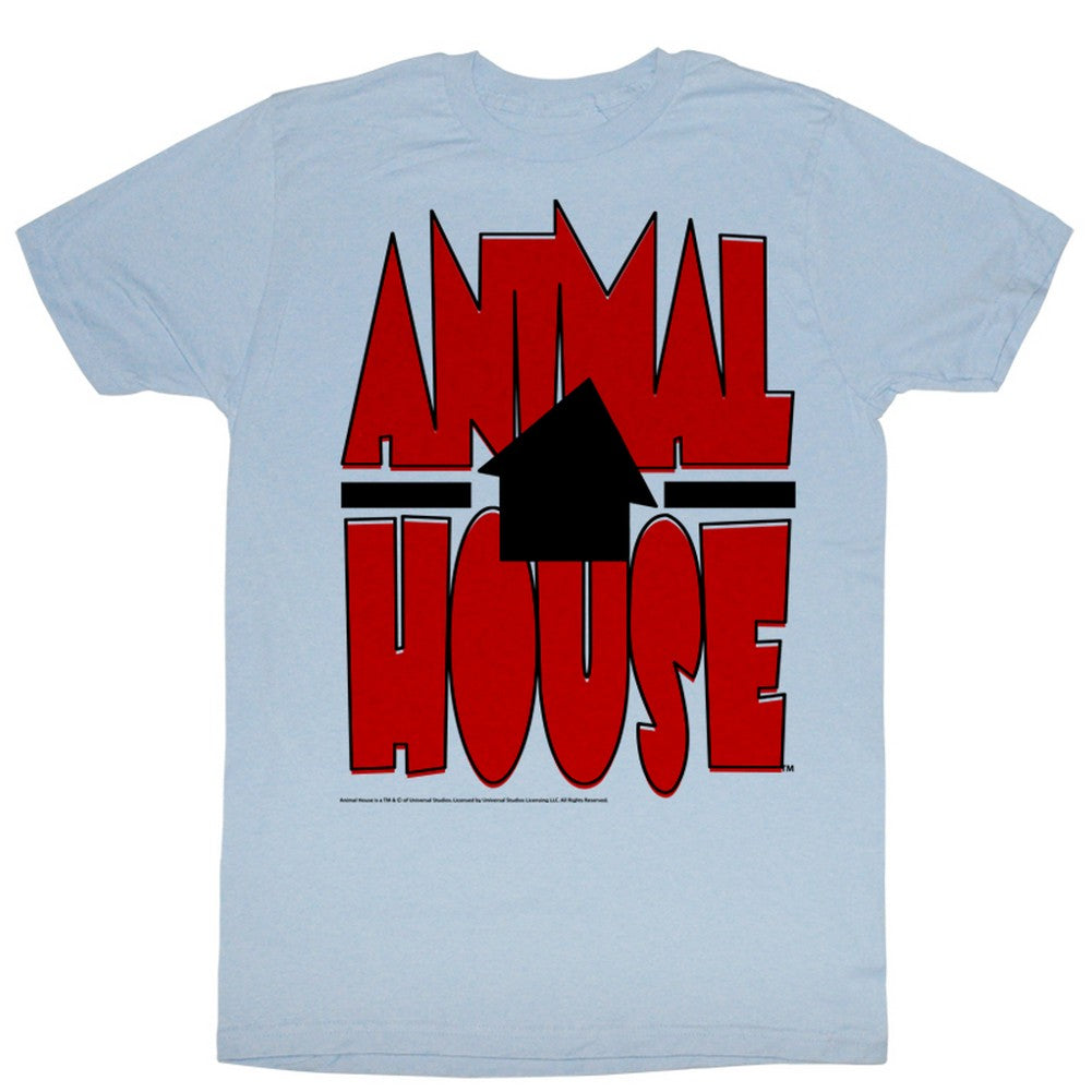 Animal House T-Shirt Red Bold Letters Light Blue Heather Tee