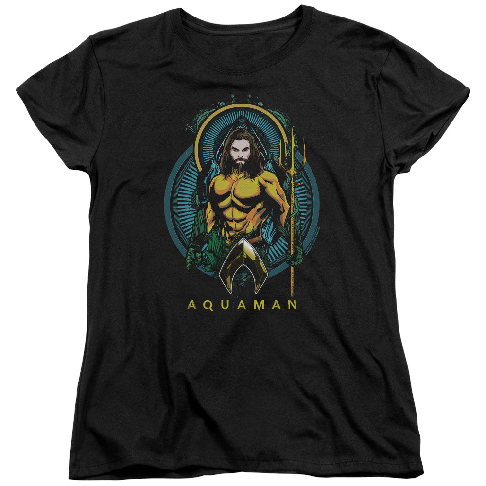 Aquaman Movie Womens T-Shirt Portrait Black Tee