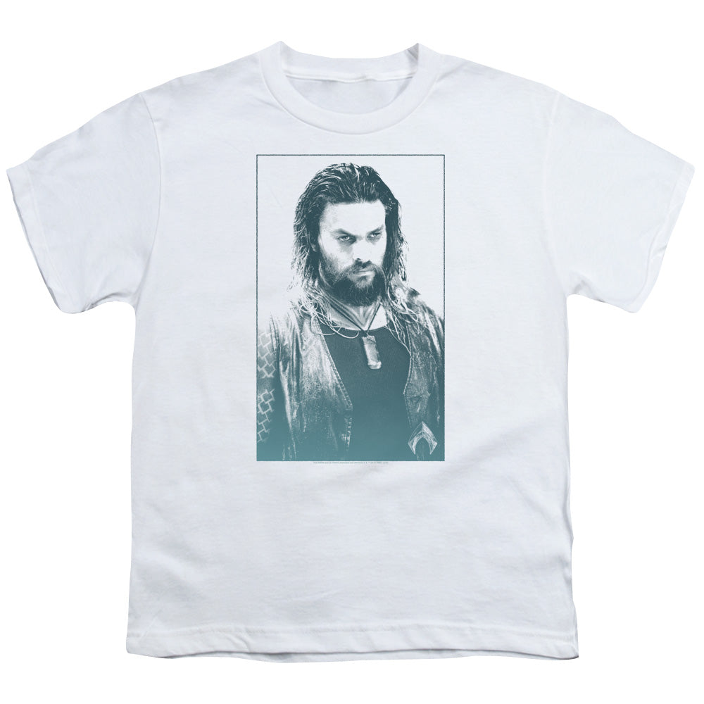 Aquaman Movie Kids T-Shirt Jason Momoa Stare White Tee