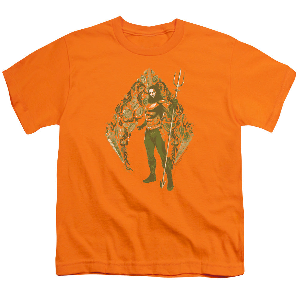 Aquaman Movie Kids T-Shirt Seashell Logo Orange Tee