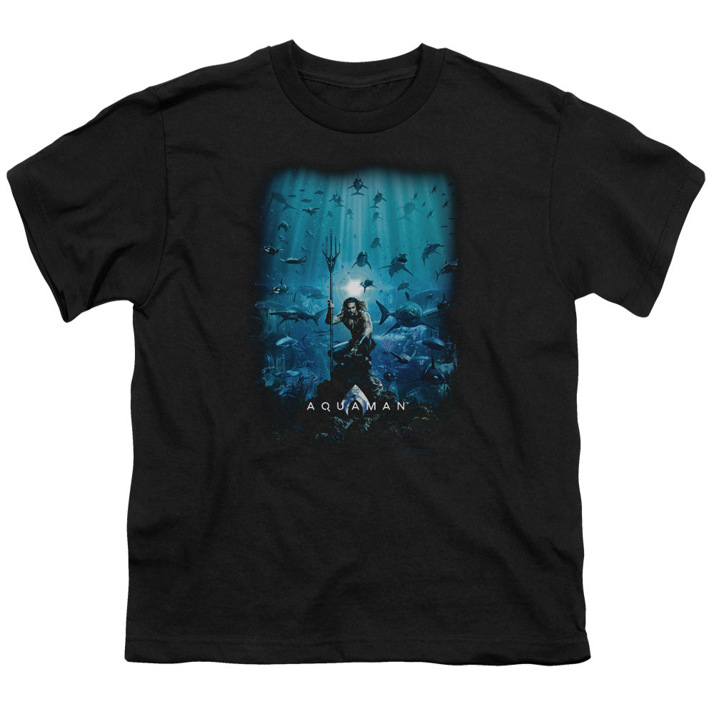 Aquaman Movie Kids T-Shirt Poster Black Tee