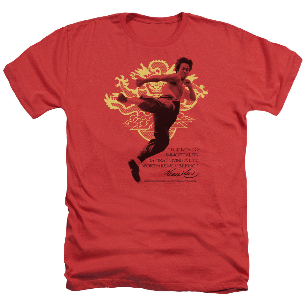 Bruce Lee Heather T-Shirt Key to Immortality Red Tee