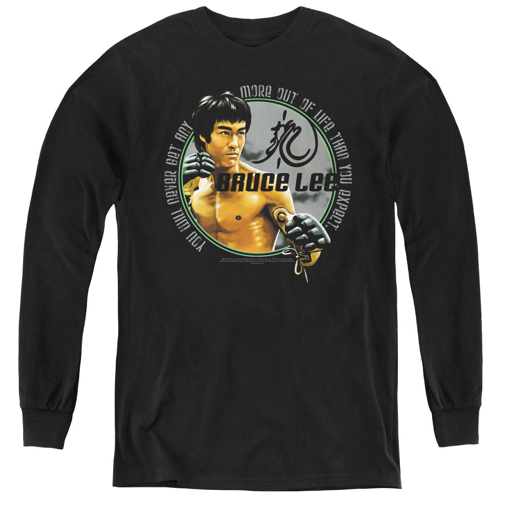 Bruce Lee Kids Long Sleeve Shirt Never Get More Out Of Life Black Tee