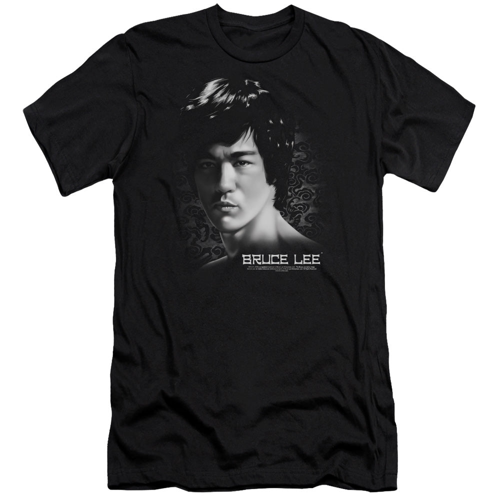 Bruce Lee Premium Canvas T-Shirt Serious Portrait Black Tee