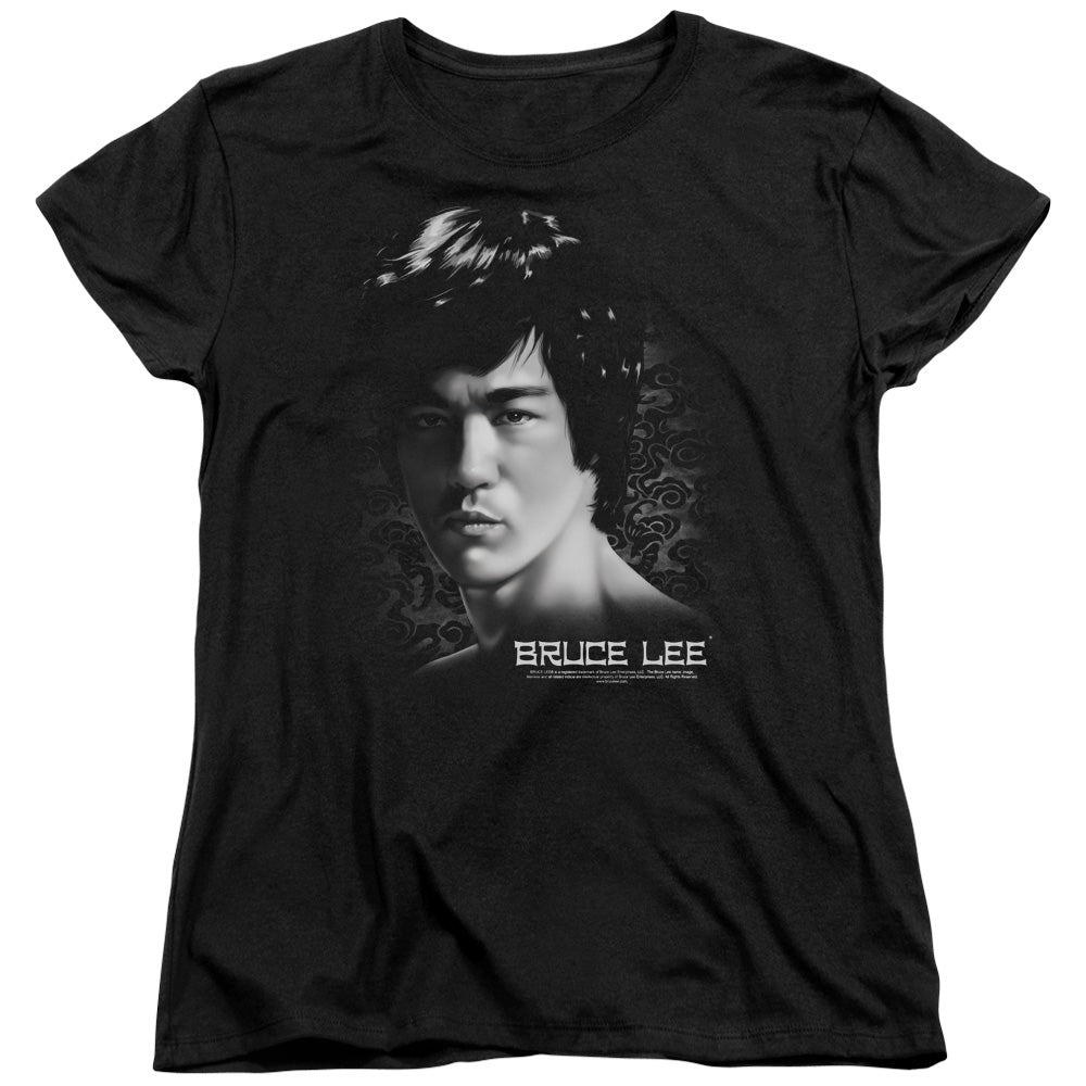Bruce Lee Womens T-Shirt Serious Portrait Black Tee