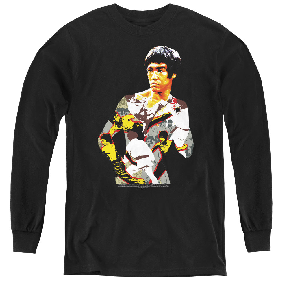 Bruce Lee Kids Long Sleeve Shirt Body Collage Black Tee