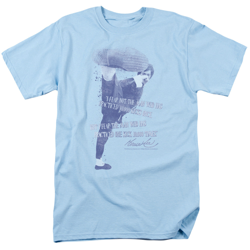 Bruce Lee T-Shirt One Kick 10,000 Times Light Blue Tee