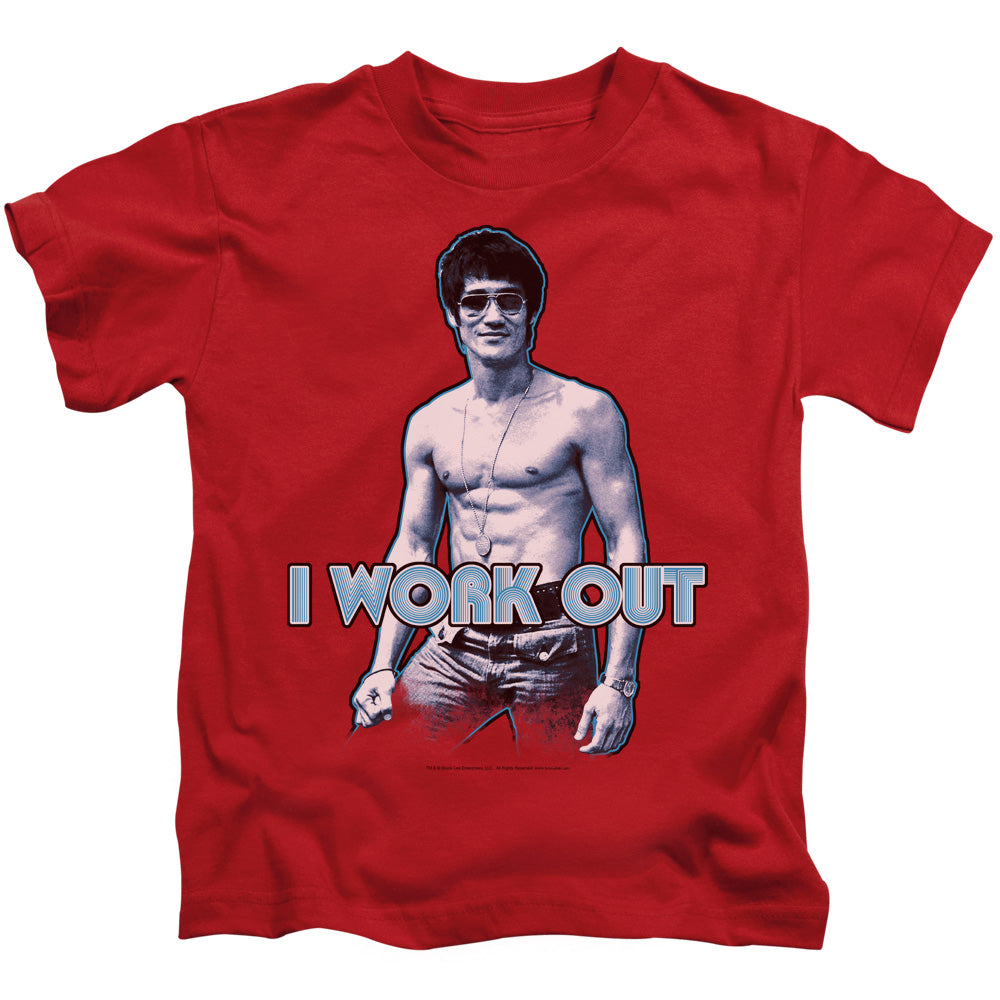 Bruce Lee Boys T-Shirt I Work Out Red Tee