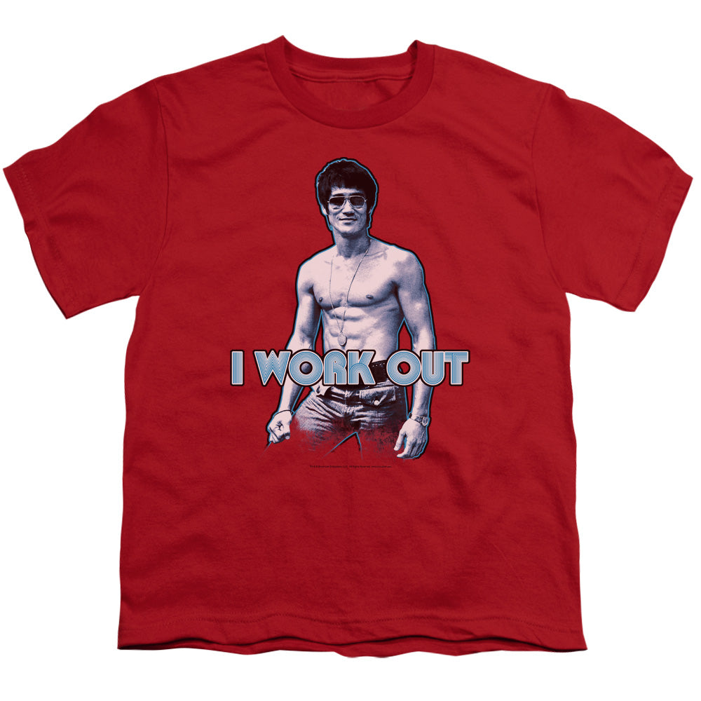 Bruce Lee Kids T-Shirt I Work Out Red Tee