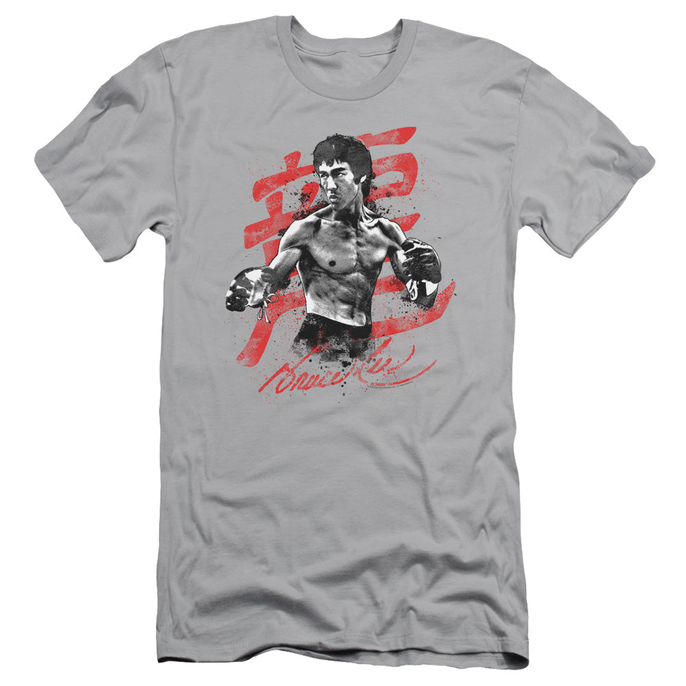 Bruce Lee Slim Fit T-Shirt Splatter Silver Tee