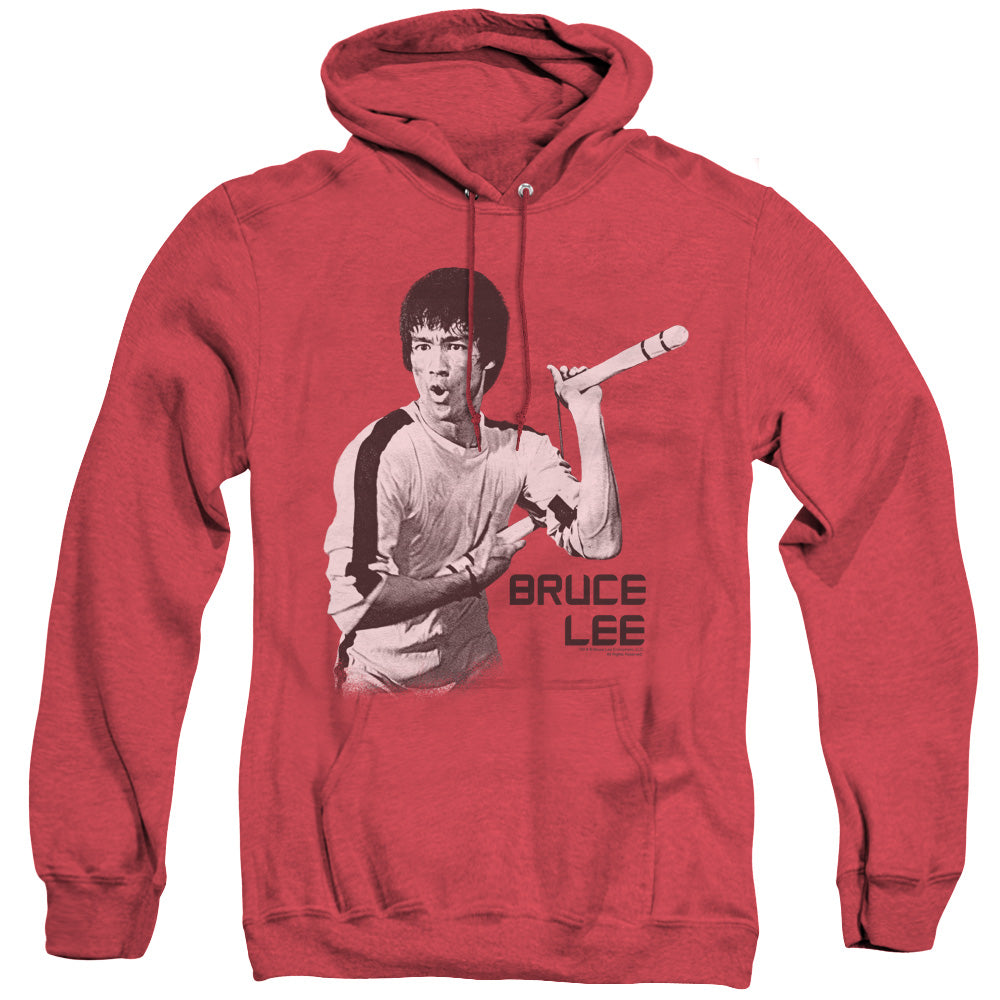 Bruce Lee Nunchucks Pose Red Heather Hoodie