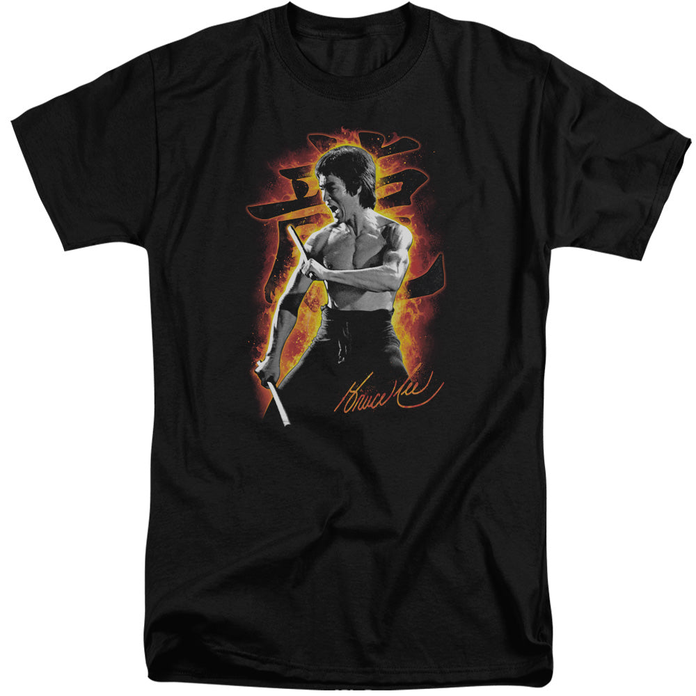 Bruce Lee Tall T-Shirt Fire Black Tee