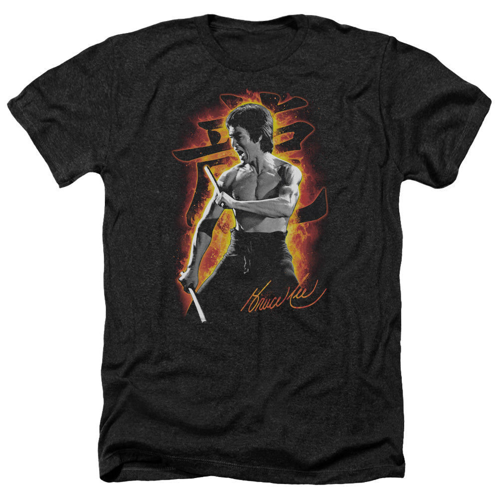 Bruce Lee Heather T-Shirt Fire Black Tee