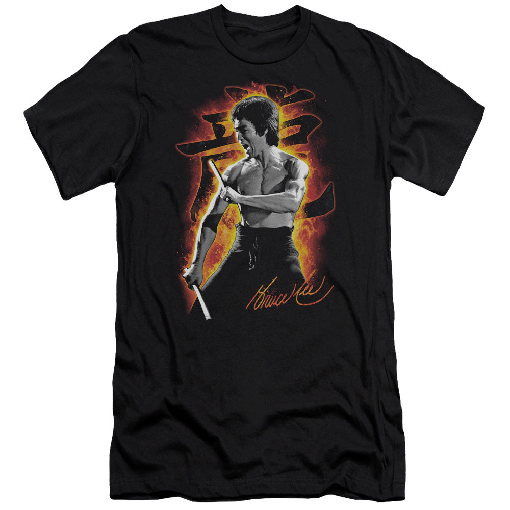 Bruce Lee Premium Canvas T-Shirt Fire Black Tee