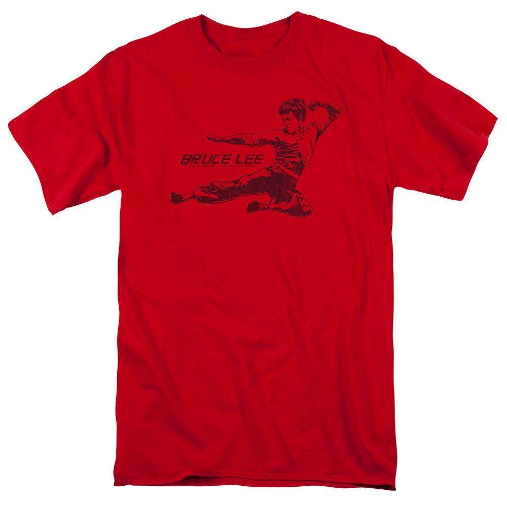 Bruce Lee T-Shirt Line Kick Red Tee