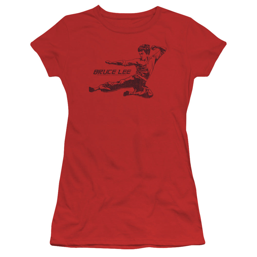 Bruce Lee Juniors T-Shirt Line Kick Red Tee