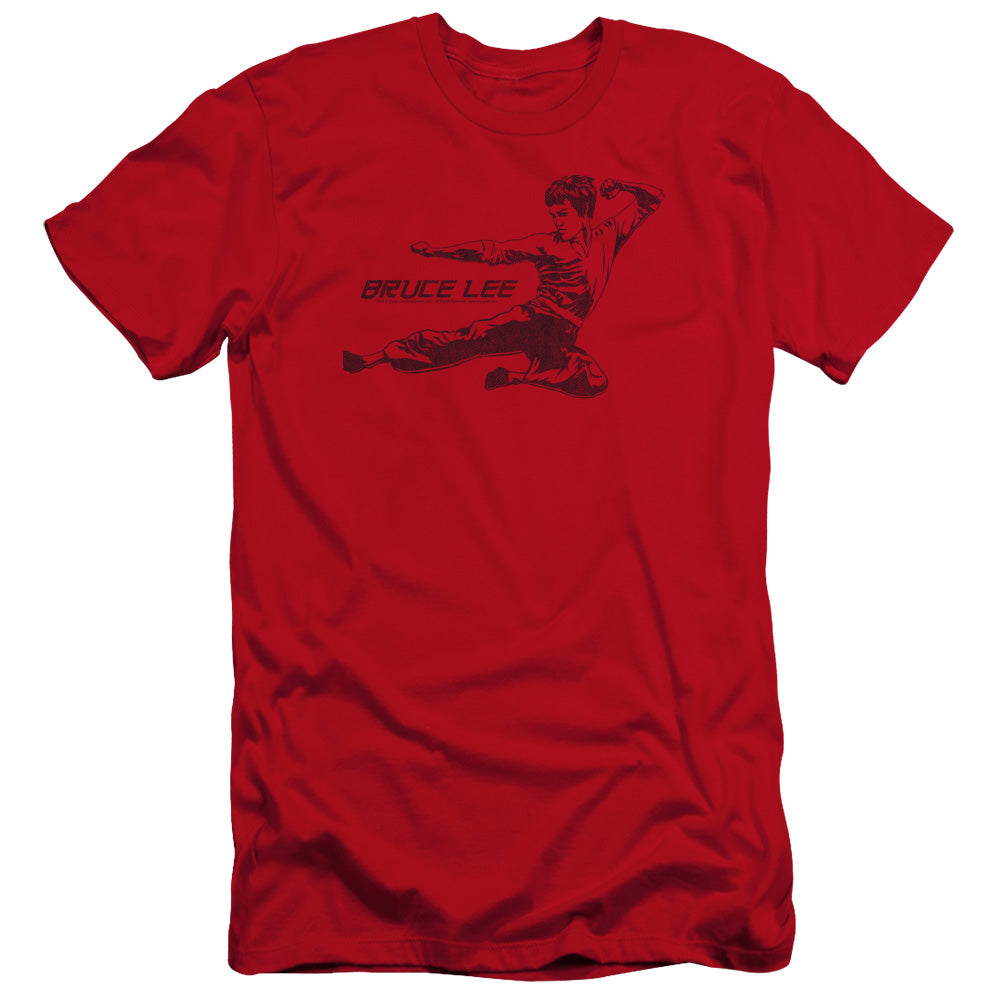 Bruce Lee Premium Canvas T-Shirt Line Kick Red Tee