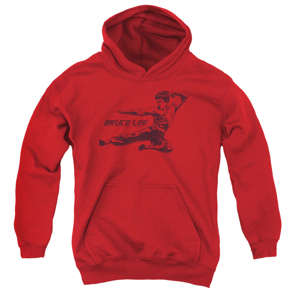 Bruce Lee Kids Hoodie Line Kick Red Hoody