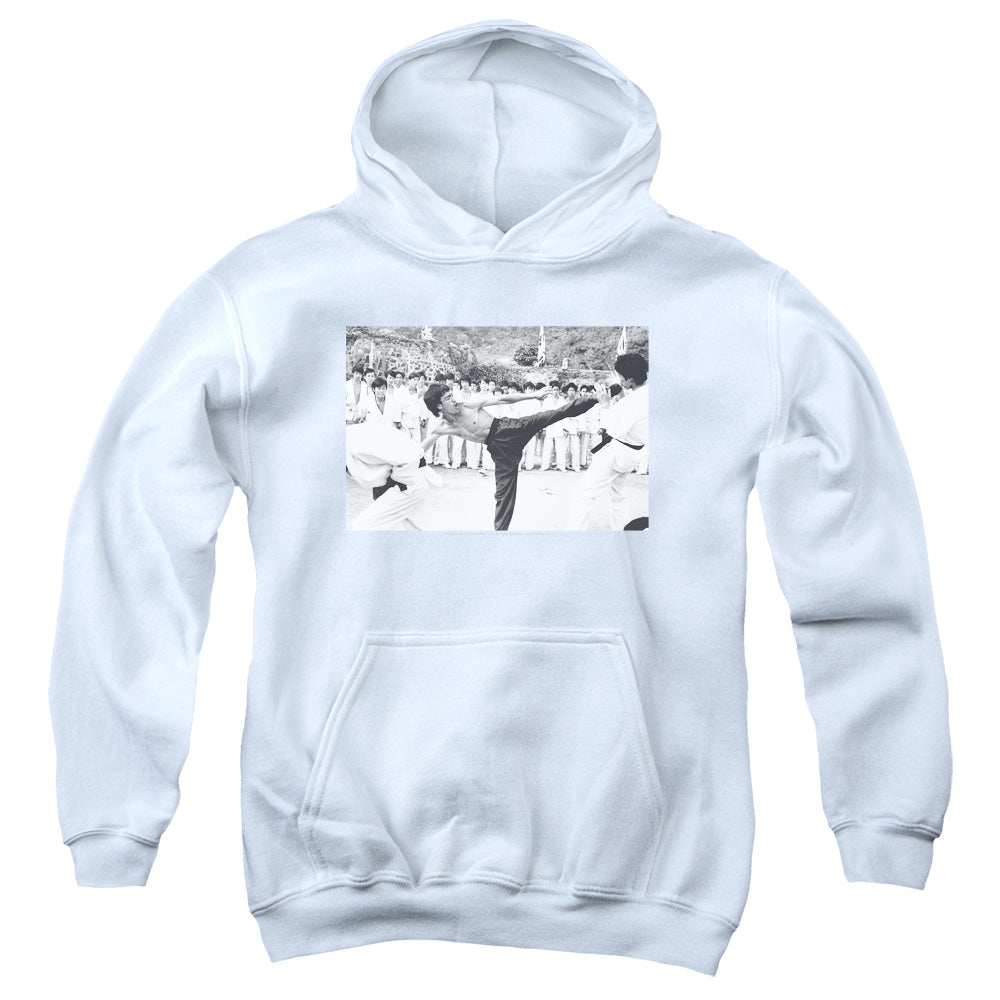 Bruce Lee Kids Hoodie Kick to the Head Photo White Hoody