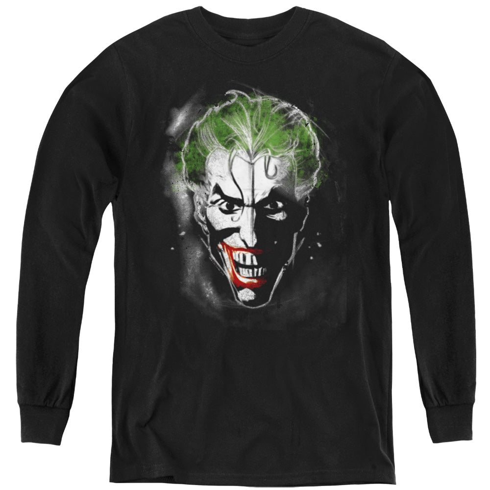 Batman Kids Long Sleeve Shirt Joker Face Makeup Black Tee