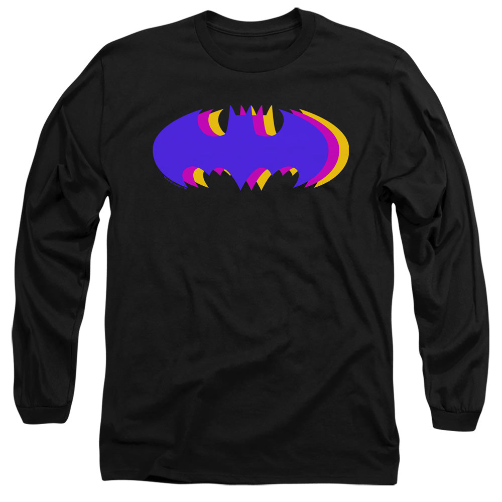 Batman Long Sleeve T-Shirt Tri Colored Logo Black Tee