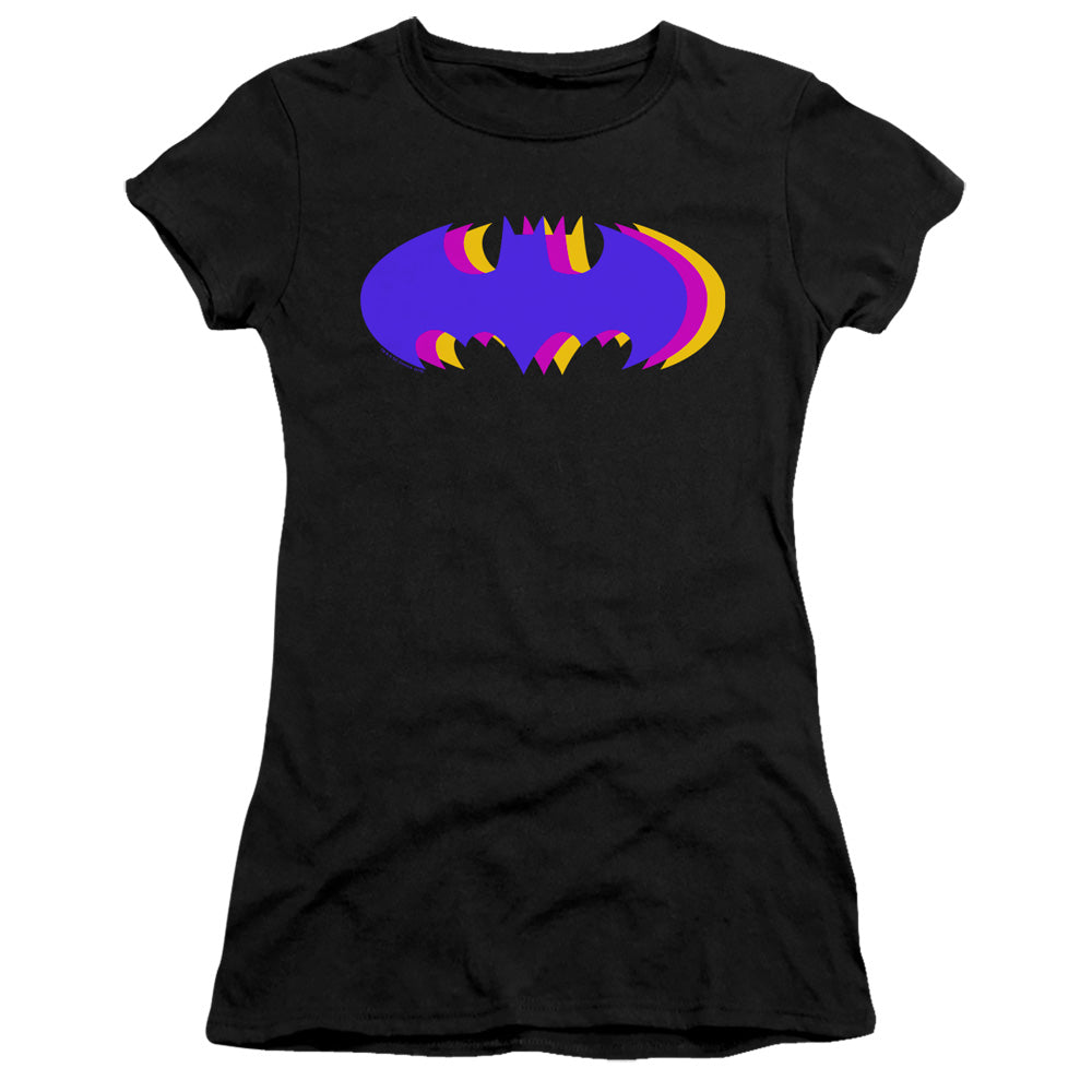 Batman Juniors T-Shirt Tri Colored Logo Black Premium Tee