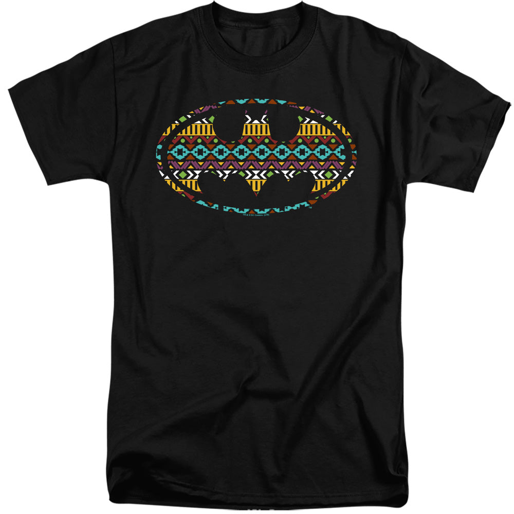 Batman Tall T-Shirt Aztec Art Logo Black Tee