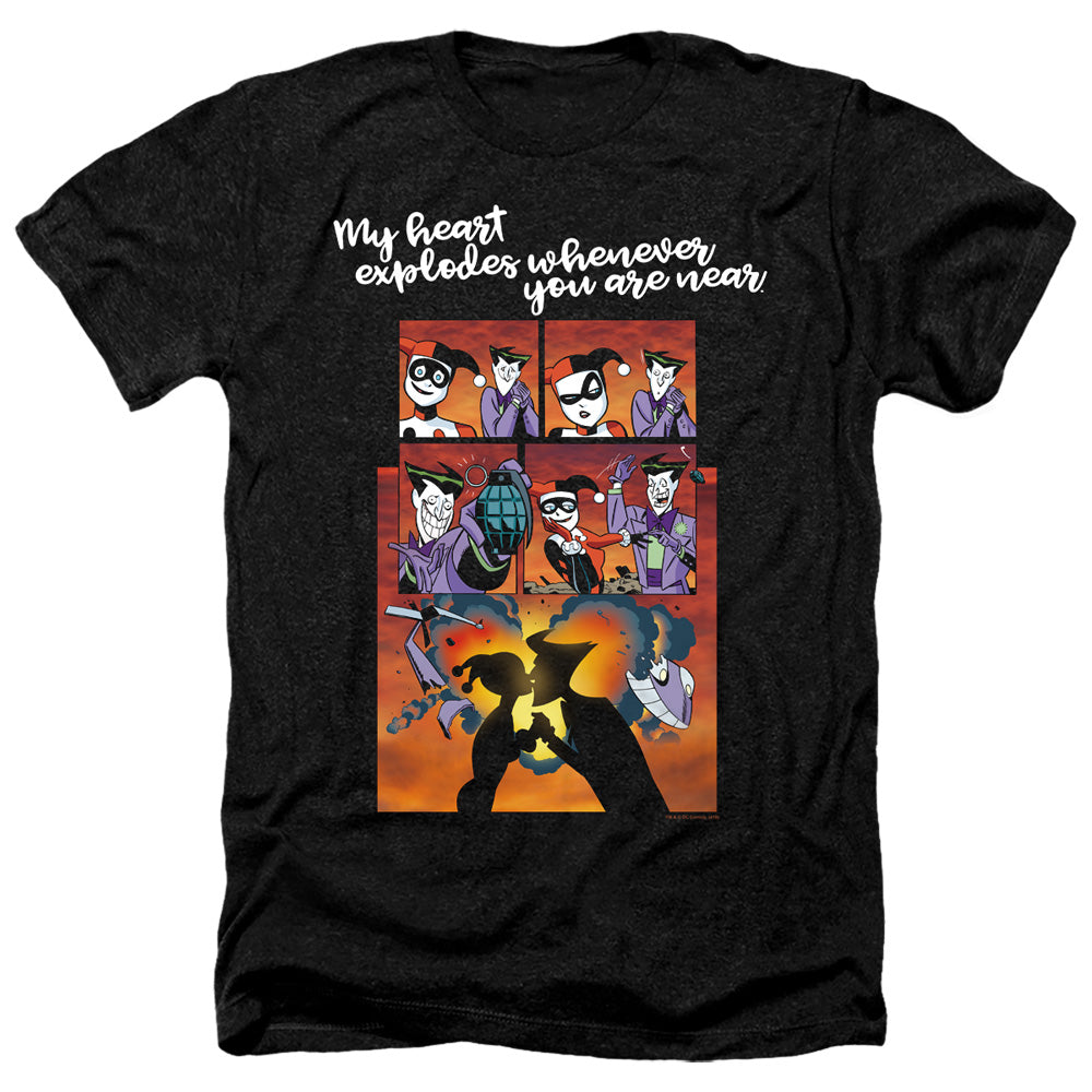 Batman Heather T-Shirt Heart Explodes Black Tee