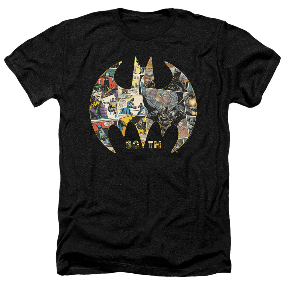 Batman Heather T-Shirt 80th Anniversary Shield Black Tee